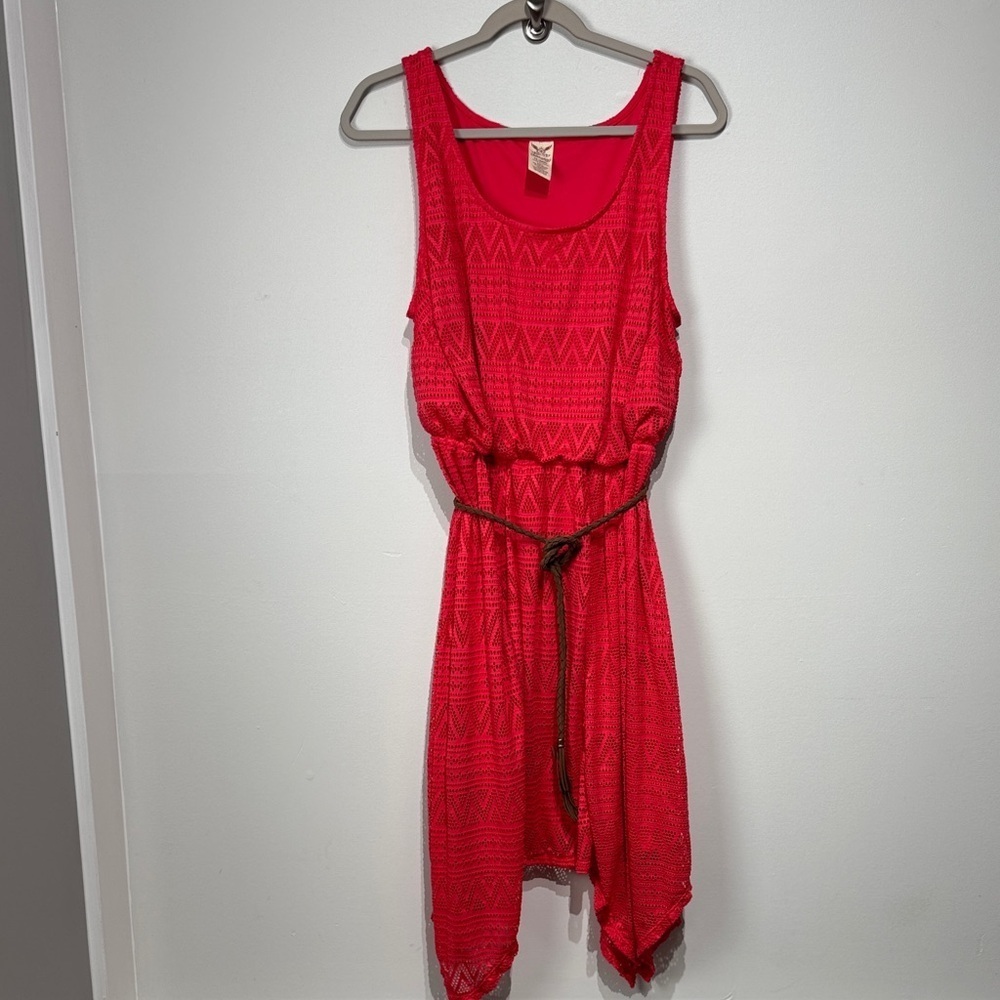 Faded Glory Vibrant Coral Dress with a belt. Size 16W